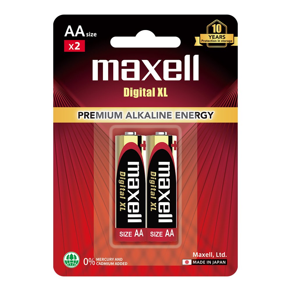Batteries_alkaline-xl_img-08 بطاريات ماكسيل Digital XL القلوية AA، عبوة قطعتين؛ الصورة توضيحية وقد تختلف العبوة