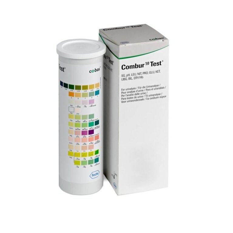 عبوة شرائط تحليل البول Roche Combur 10 Test مع قارورة جدول الألوان