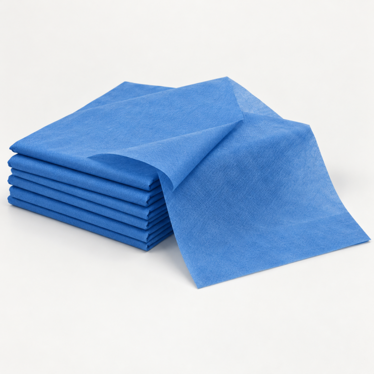 صورة توضيحية لأوراق تغليف تعقيم زرقاء SMS بلا علامة تجارية | Illustrative blue SMS sterilization wrap sheets