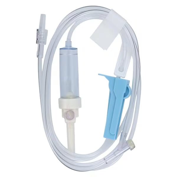 صورة فوتوغرافية مرجعية لطقم إعطاء محاليل وريدي | Reference photograph of an IV administration set