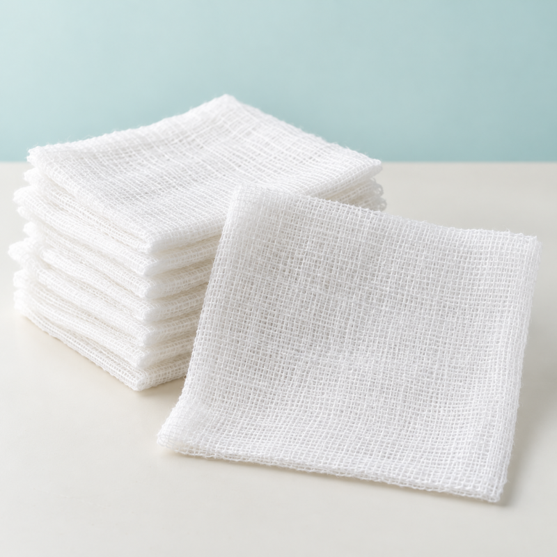 صورة توضيحية لشاش قطع 10×10 سم بلا علامة تجارية | Illustrative gauze pads