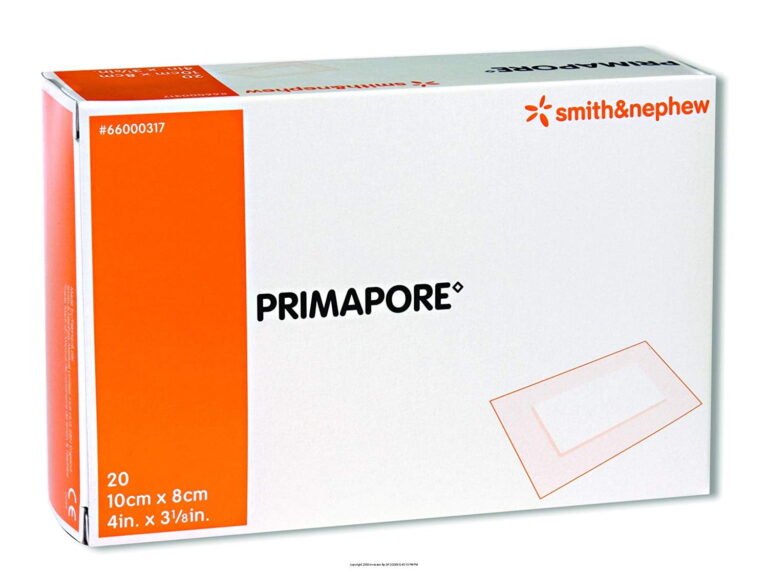 عبوة ضمادات بريمابور Smith & Nephew — صورة مرجعية 10×8 سم | Primapore dressing pack reference photo 10×8 cm