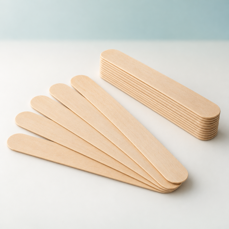 صورة توضيحية لخافض لسان خشبي بلا علامة تجارية | Illustrative wooden tongue depressors