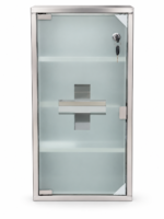 Wall-mounted medicine cabinet with frosted glass door and key lock